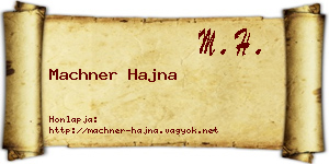 Machner Hajna névjegykártya